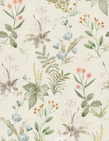 Vintage Wallpaper Peel and Stick Beige Floral Contact Paper Wildflowers Botanical Wall Paper Removable Renter Friendly Wallpaper 17.3in x 9.8ft